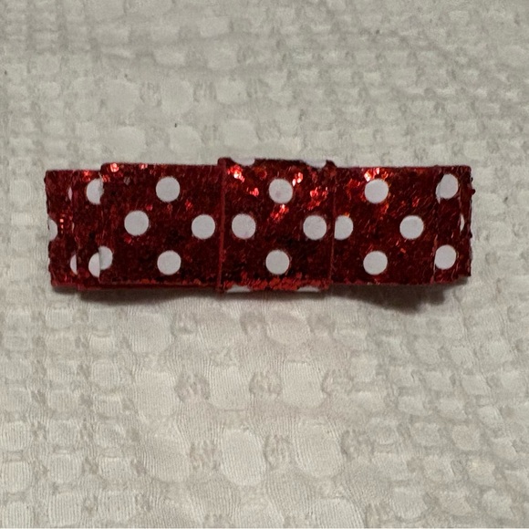 Sparkling Red Polka Dot Disney Kids Headband and Barrette Set. - Picture 3 of 4